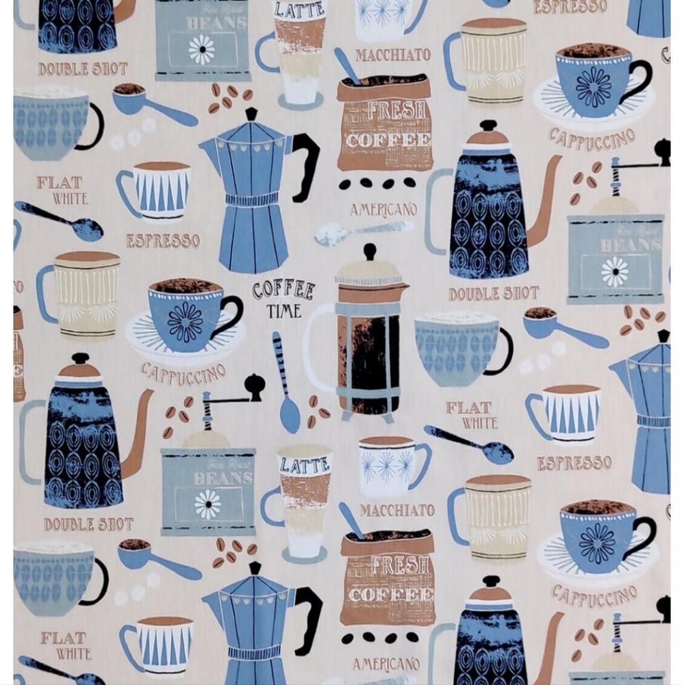 New Coffee-Themed Apron Cotton Canvas Adult Sz
